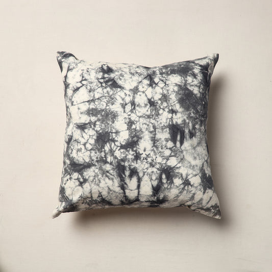 Black - Shibori Tie-Dye Cotton Cushion Cover (16 x 16 in)