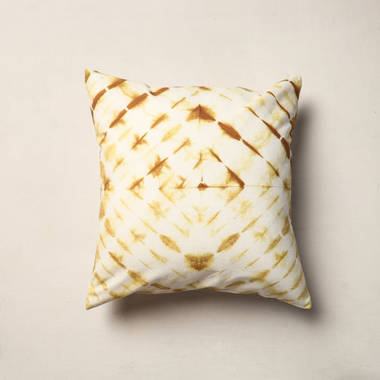 Yellow - Shibori Tie-Dye Cotton Cushion Cover (16 x 16 in)
