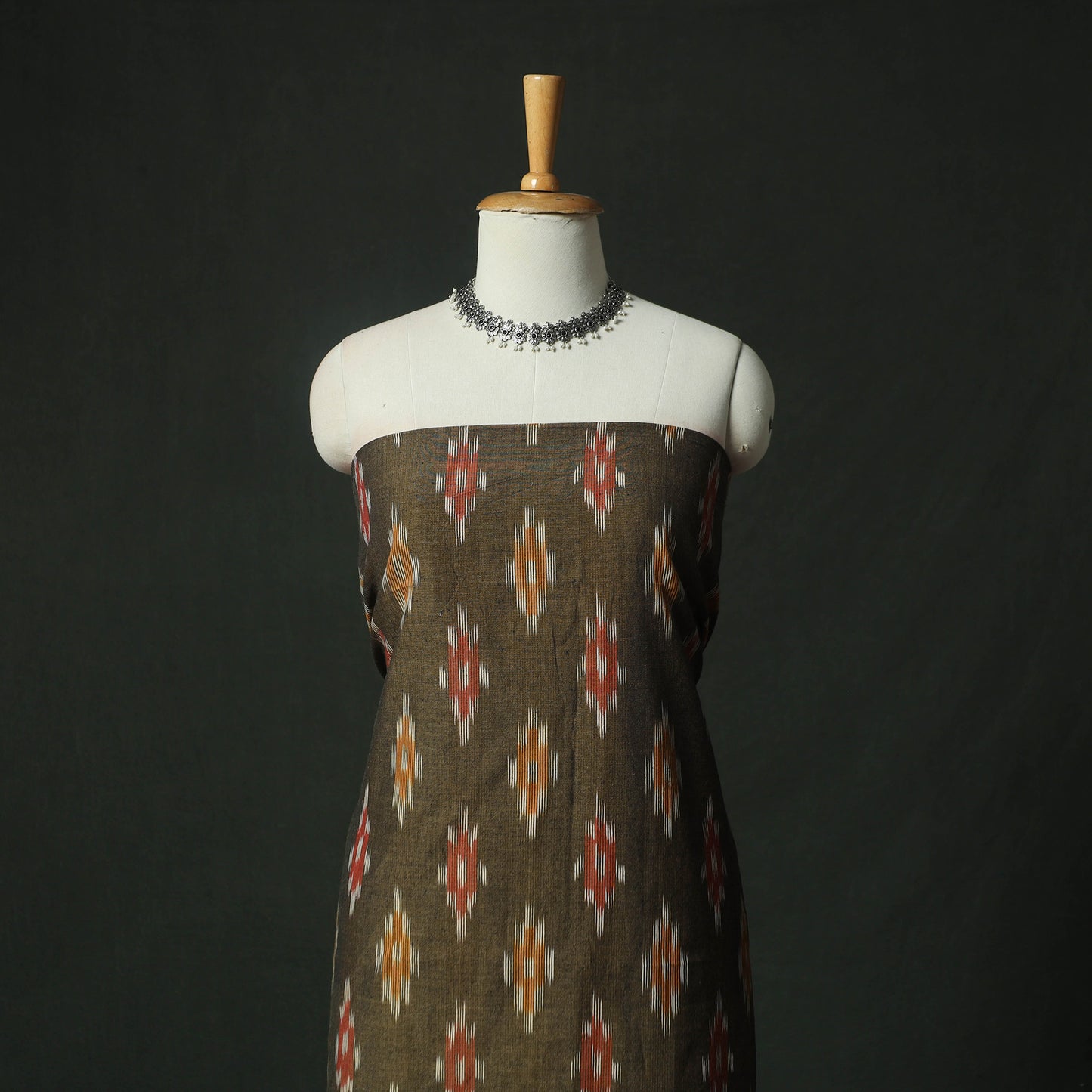 Pochampally Ikat Weave Cotton 2pc Unstitched Dress Material Kurta Set 06