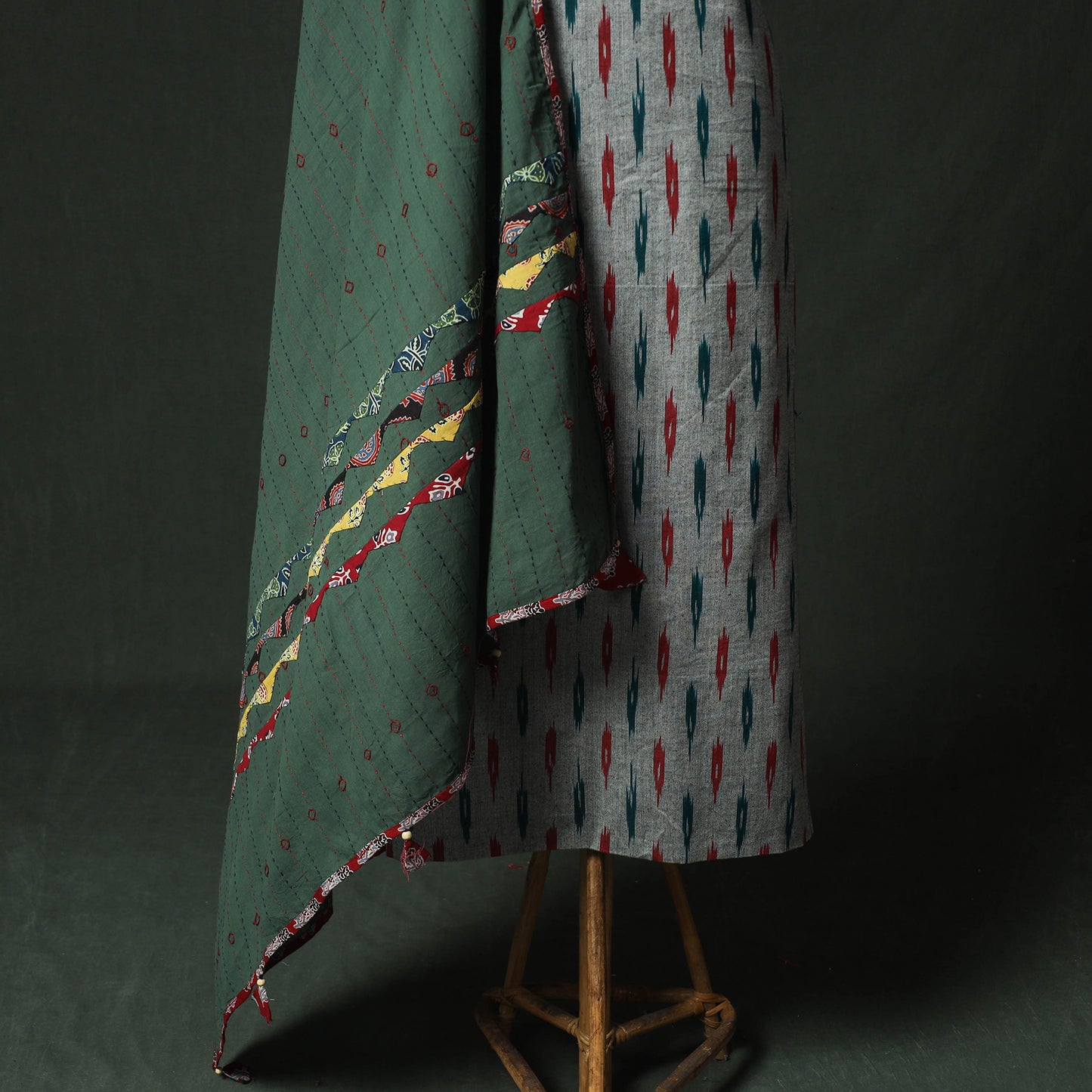 Pochampally Ikat Weave Cotton 2pc Unstitched Dress Material Kurta Set 07