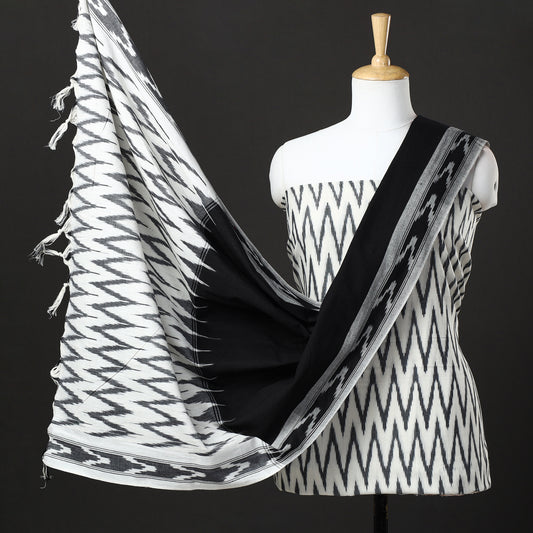 3pc Pochampally Ikat Weave Handloom Cotton Suit Material Set 34