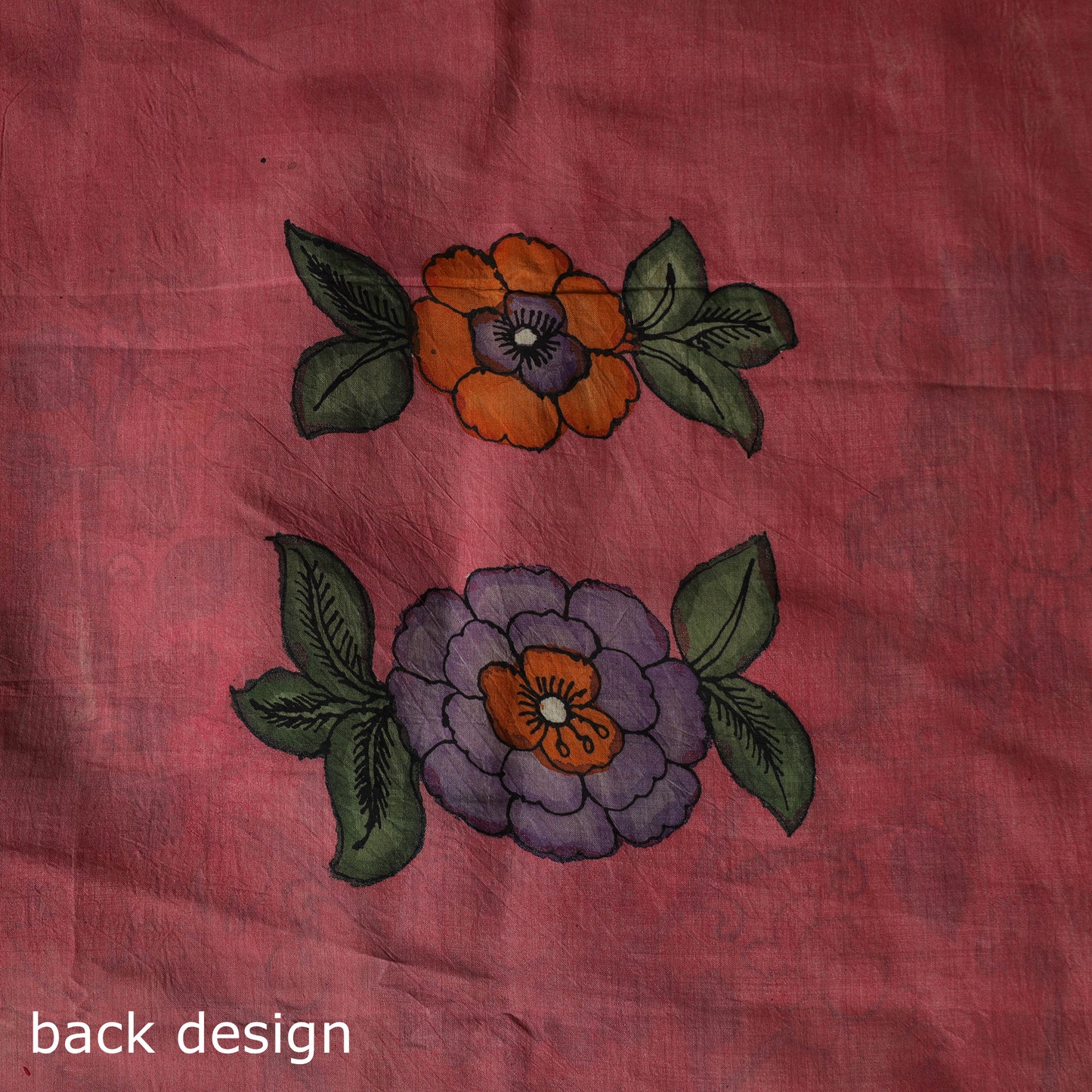 Handpainted Srikalahasti Pen Work Kalamkari Bangalore Silk 2pc Unstitched Dress Material Kurta Set 27