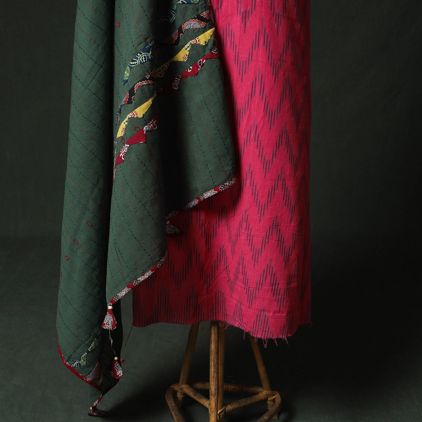 Pochampally Ikat Weave Cotton 2pc Unstitched Dress Material Kurta Set 08