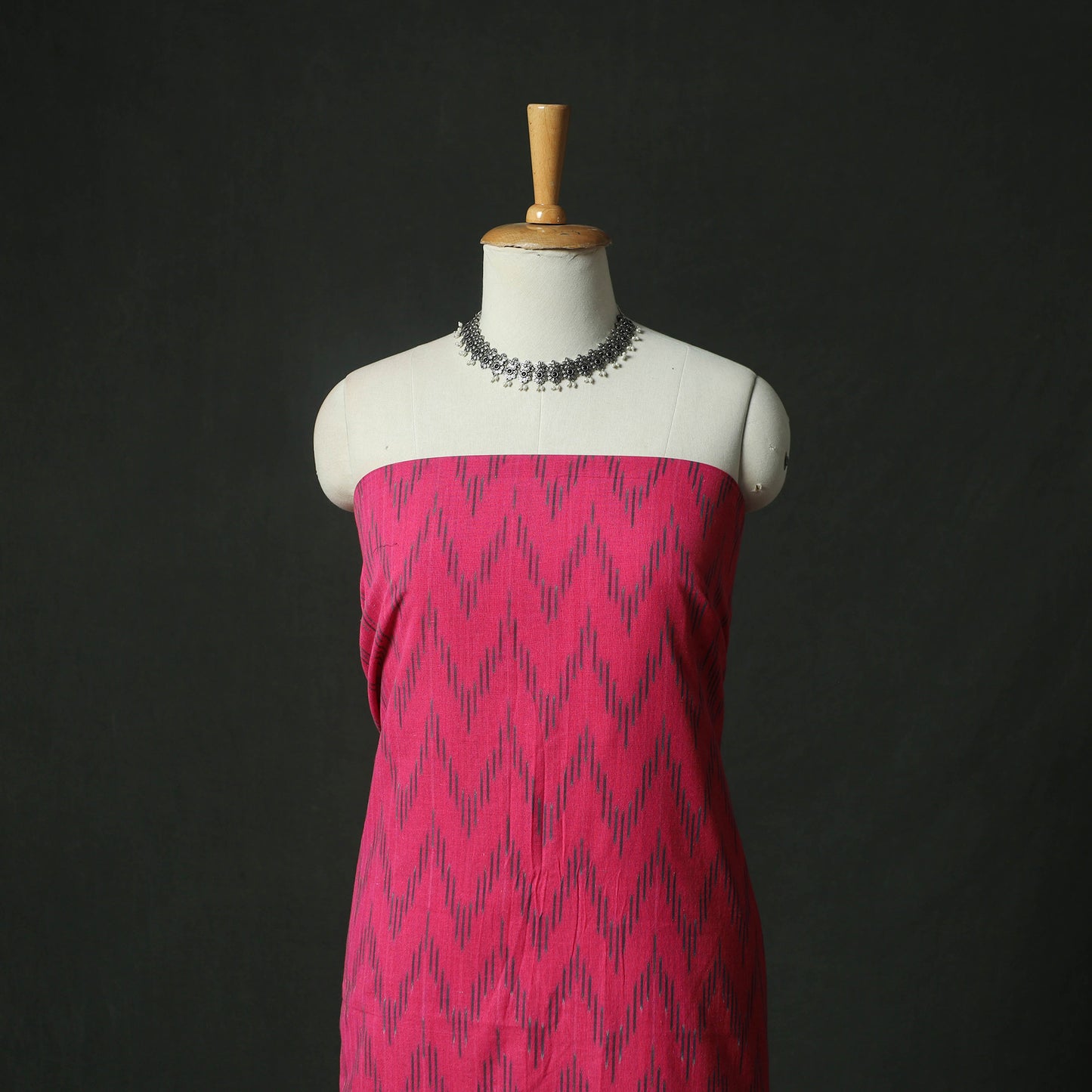Pochampally Ikat Weave Cotton 2pc Unstitched Dress Material Kurta Set 08