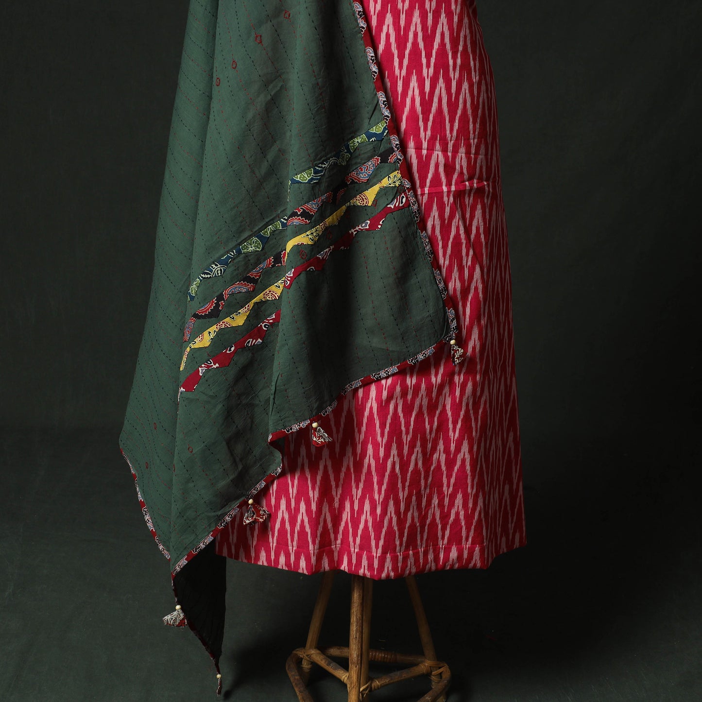 Pochampally Ikat Weave Cotton 2pc Unstitched Dress Material Kurta Set 10