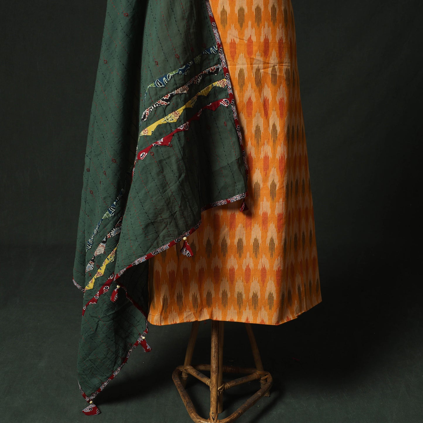 Pochampally Ikat Weave Cotton 2pc Unstitched Dress Material Kurta Set 13