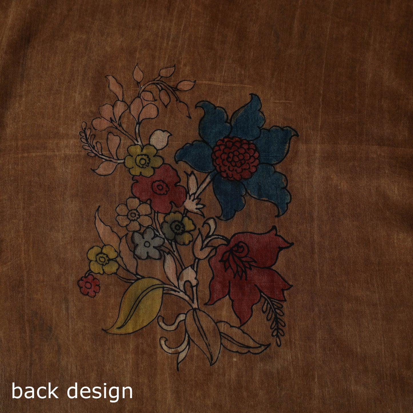 Handpainted Srikalahasti Pen Work Kalamkari Natural Dyed Bangalore Silk 2pc Unstitched Dress Material Kurta Set 32