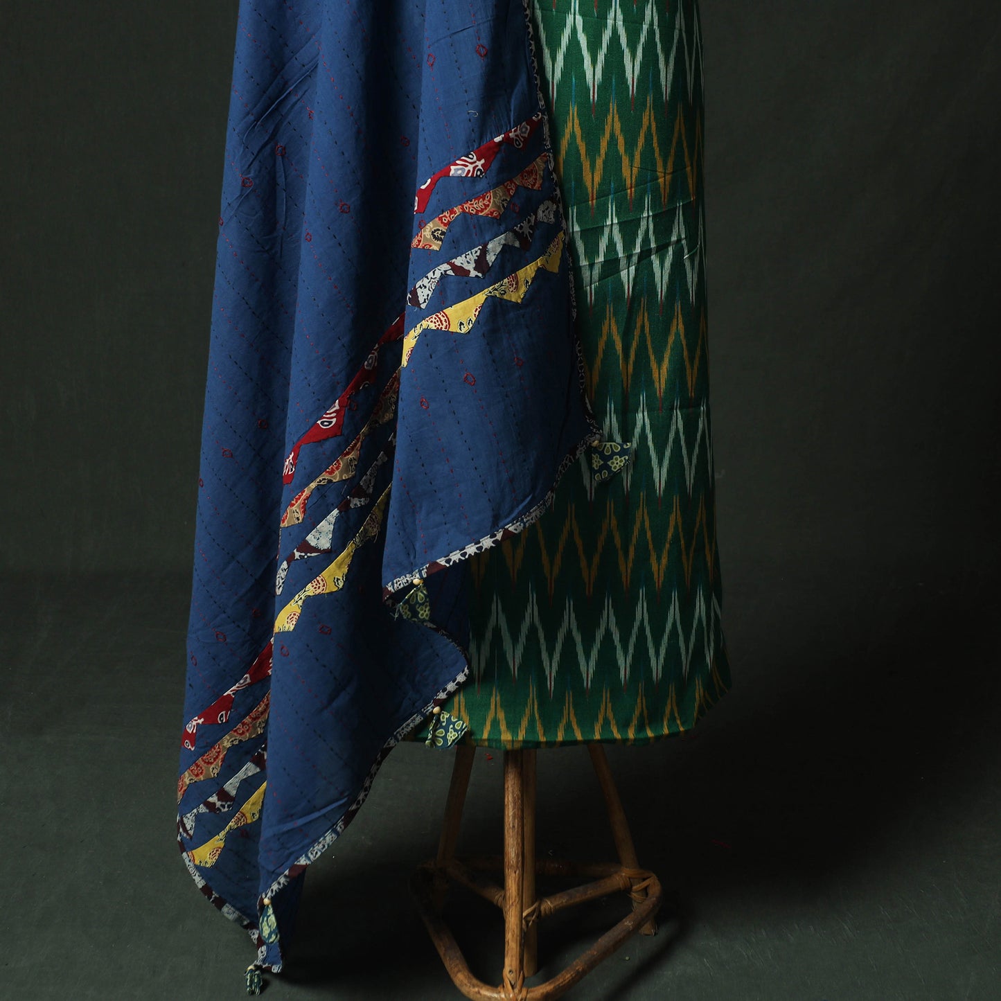 Pochampally Ikat Weave Cotton 2pc Unstitched Dress Material Kurta Set 14