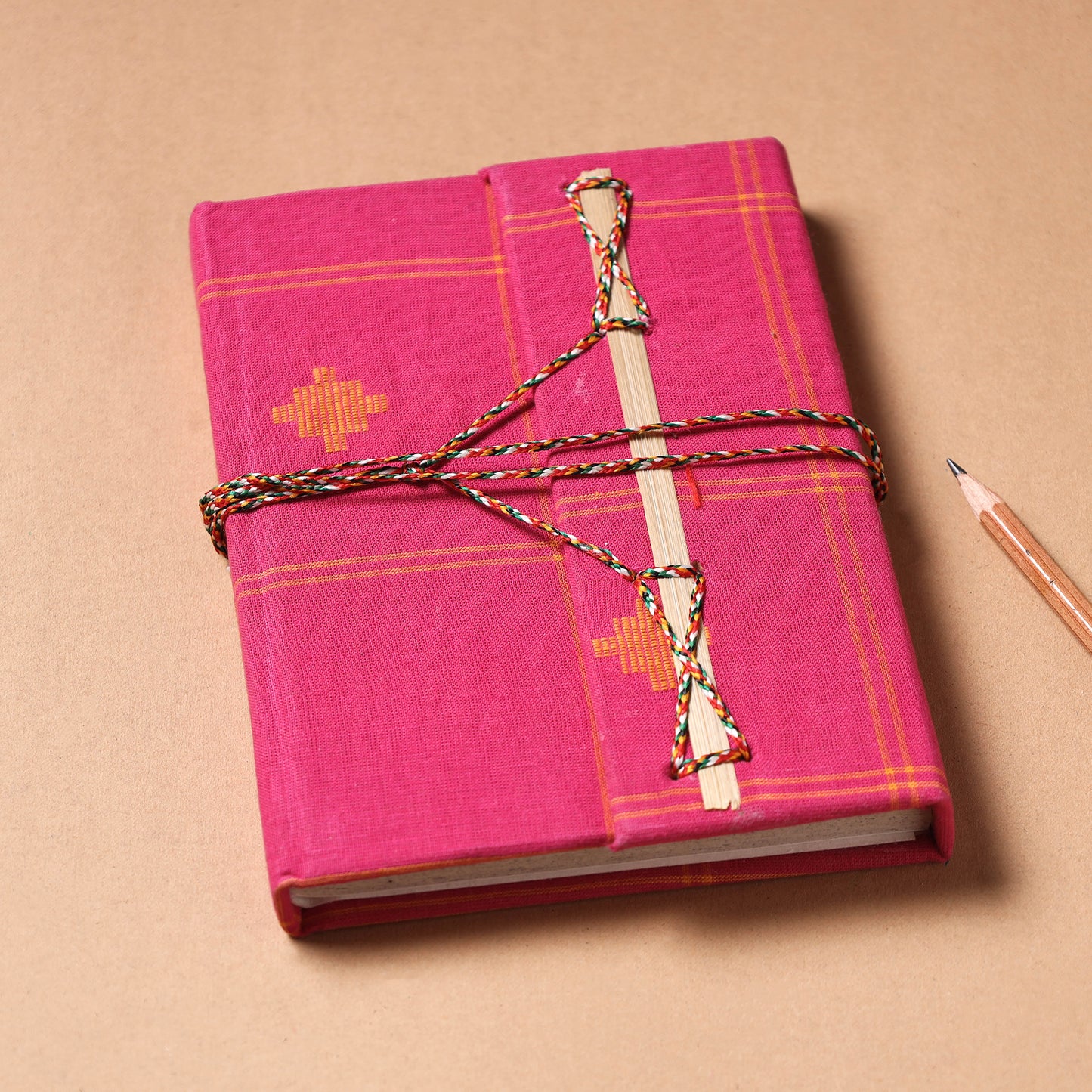 Fabric Cover Handmade Paper Notebook with Thread Lock