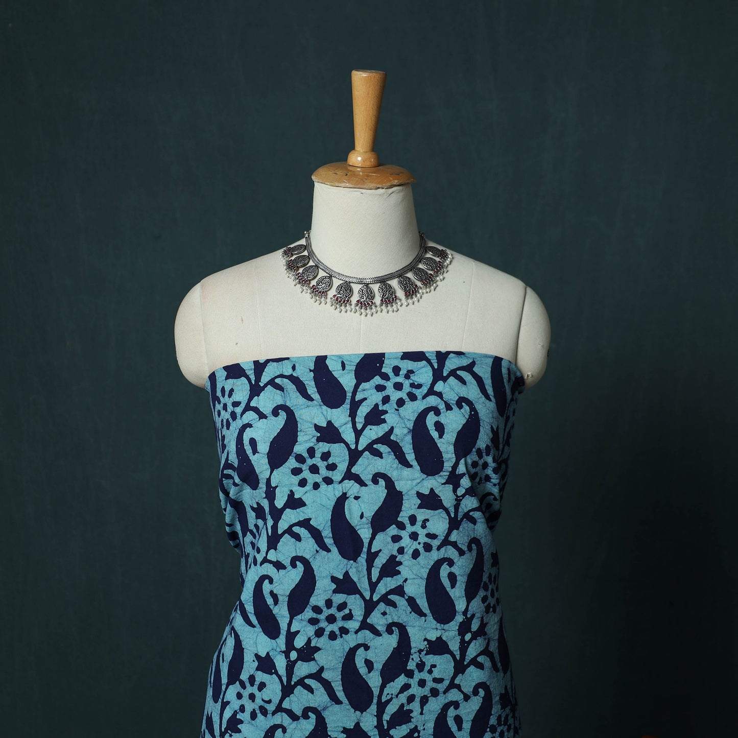Kutch Hand Block Batik Print Cotton 3pc Unstitched Dress Material Suit Set 02
