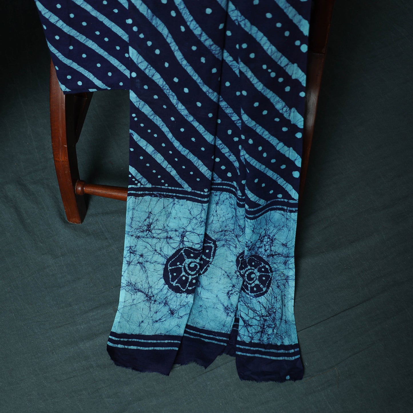 Kutch Hand Block Batik Print Cotton 3pc Unstitched Dress Material Suit Set 02