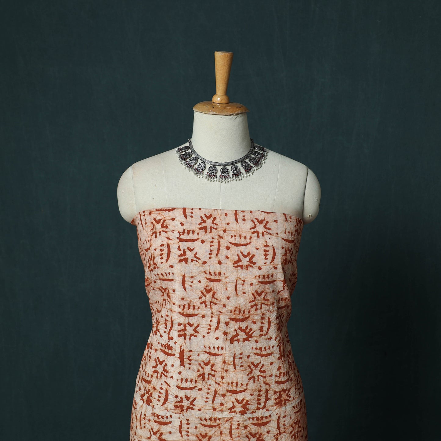Kutch Hand Block Batik Print Cotton 3pc Unstitched Dress Material Suit Set 06
