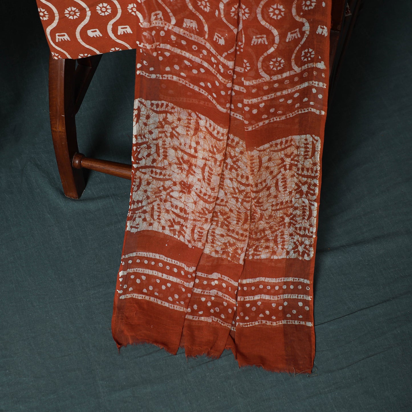 Kutch Hand Block Batik Print Cotton 3pc Unstitched Dress Material Suit Set 06