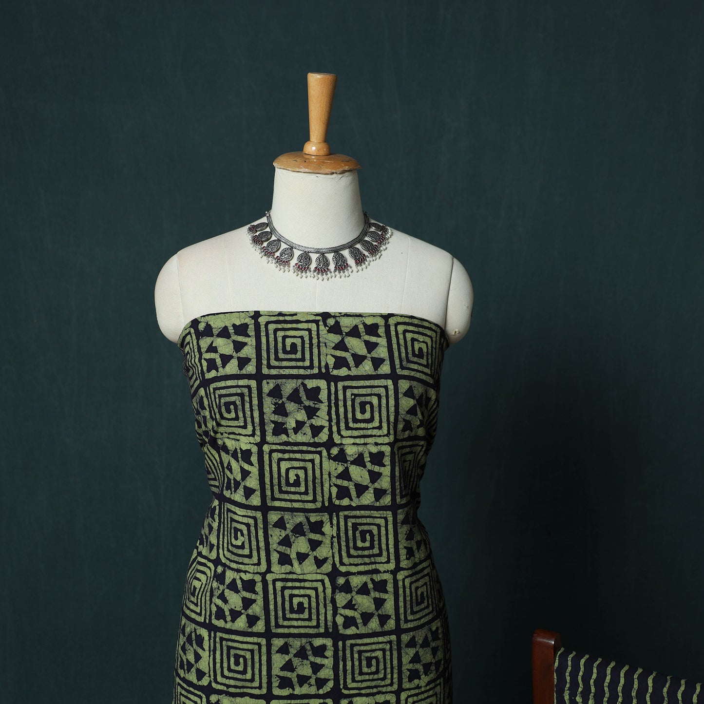 Kutch Hand Block Batik Print Cotton 3pc Unstitched Dress Material Suit Set 13