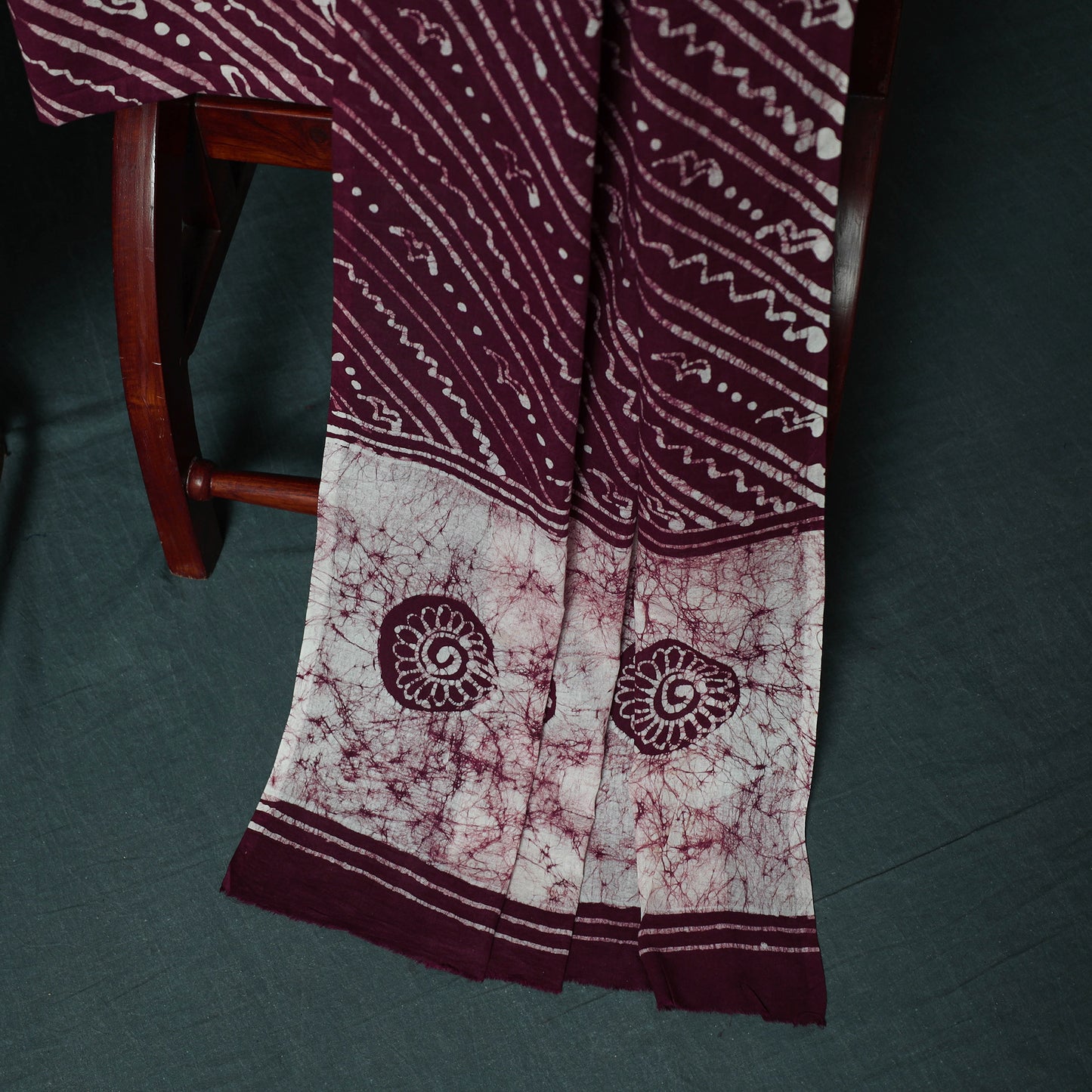 Kutch Hand Block Batik Print Cotton 3pc Unstitched Dress Material Suit Set 17