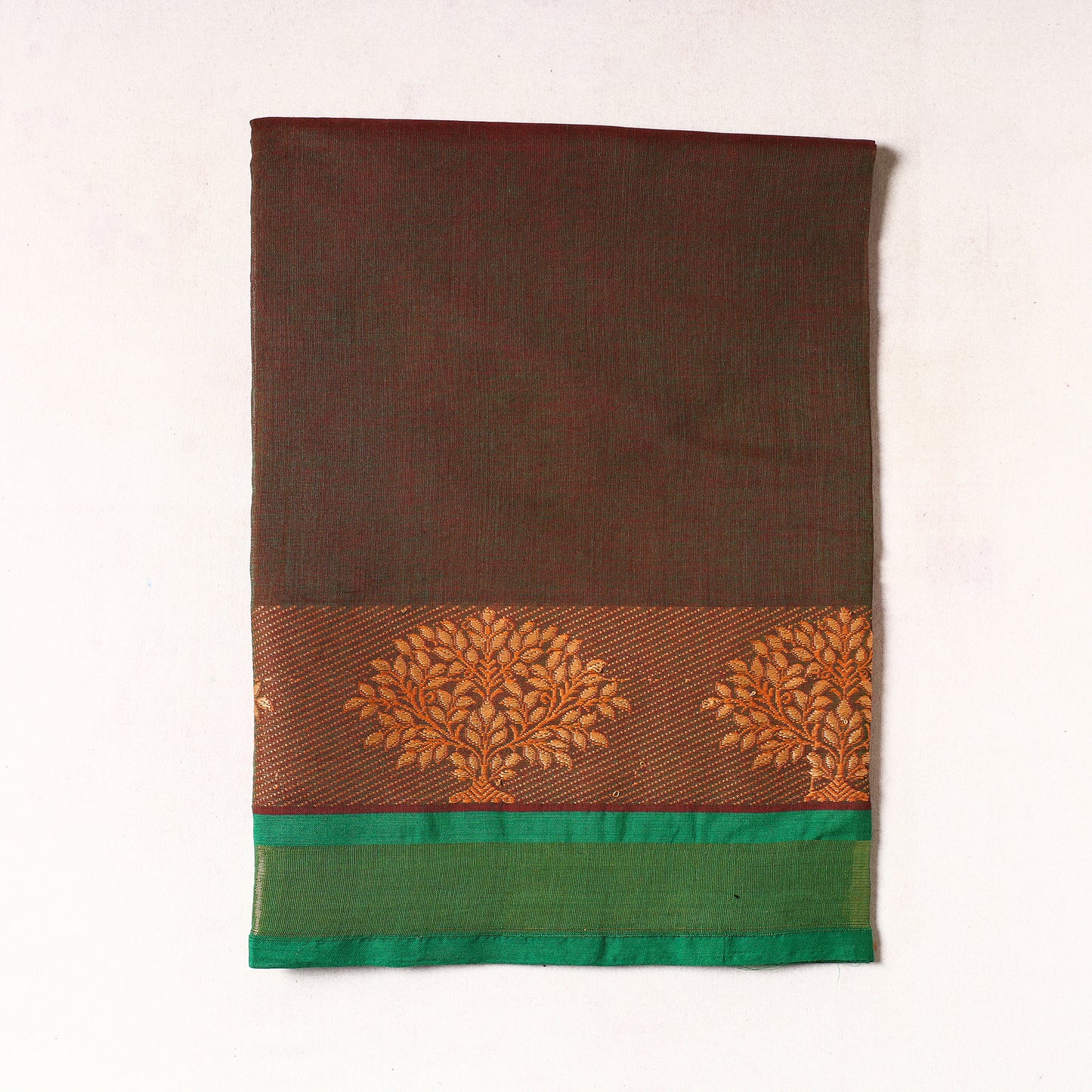 Brown - Kanchipuram Cotton Precut Fabric (1.9 Meter)
