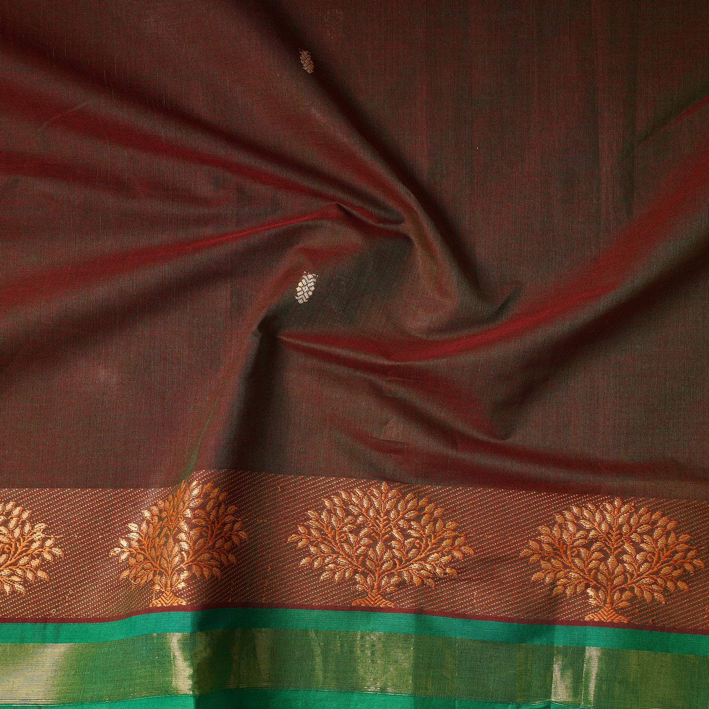 Brown - Kanchipuram Cotton Precut Fabric (1.9 Meter)