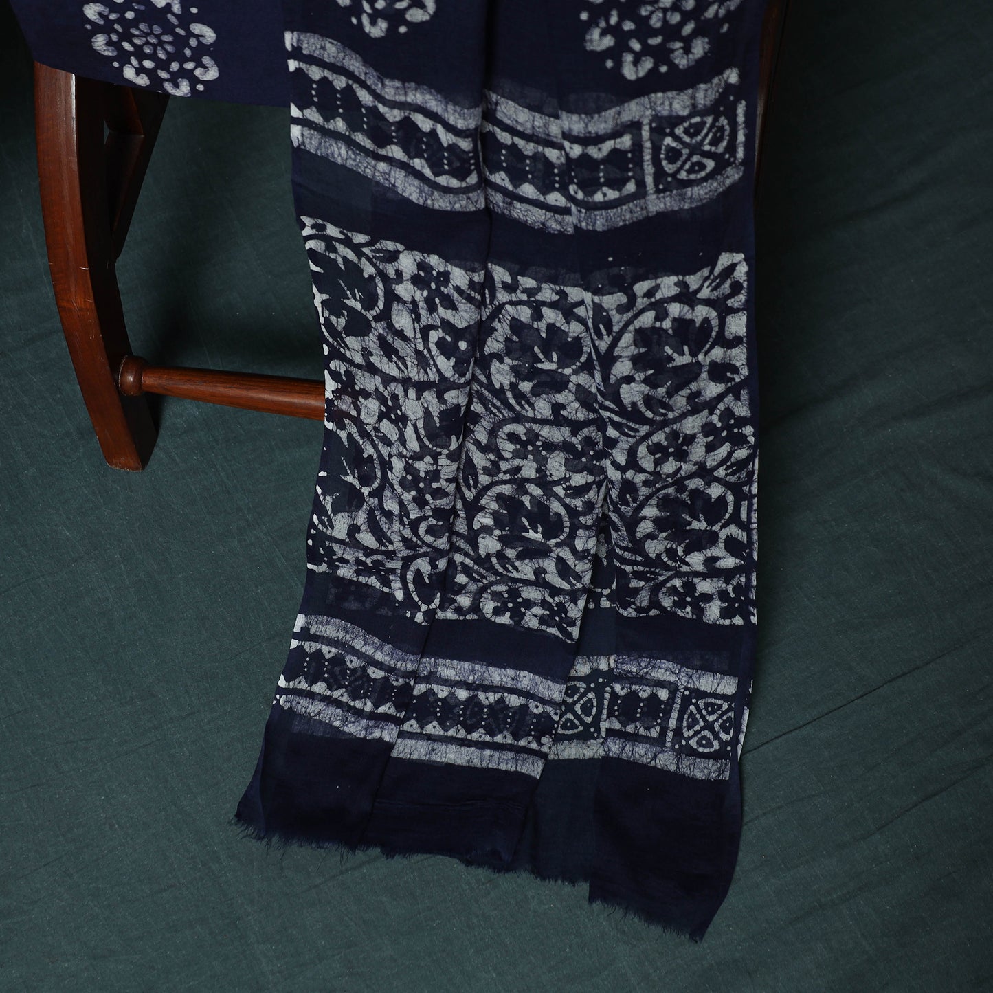 Kutch Hand Block Batik Print Cotton 3pc Unstitched Dress Material Suit Set 18