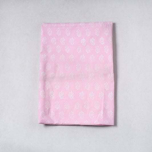Pink - Sanganeri Block Printed Cotton Precut Fabric (1.4 meter) 54