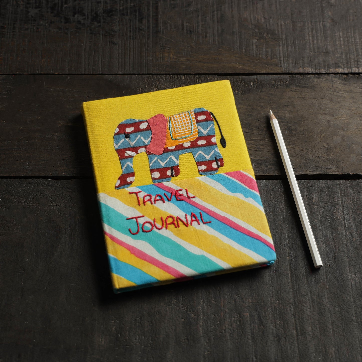 Yellow - handmade quilted applique work notebook 05