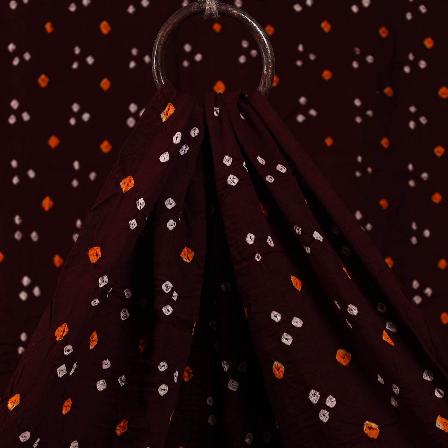 Brown Kutch Tie-Dye Cotton Bandhani Fabric