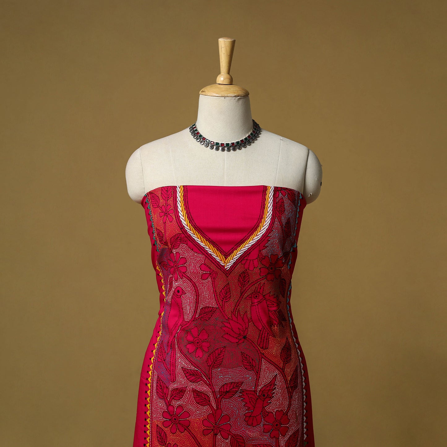 Bengal Kantha Hand Embroidered Unstitched Kurta Material (2.8M) 22