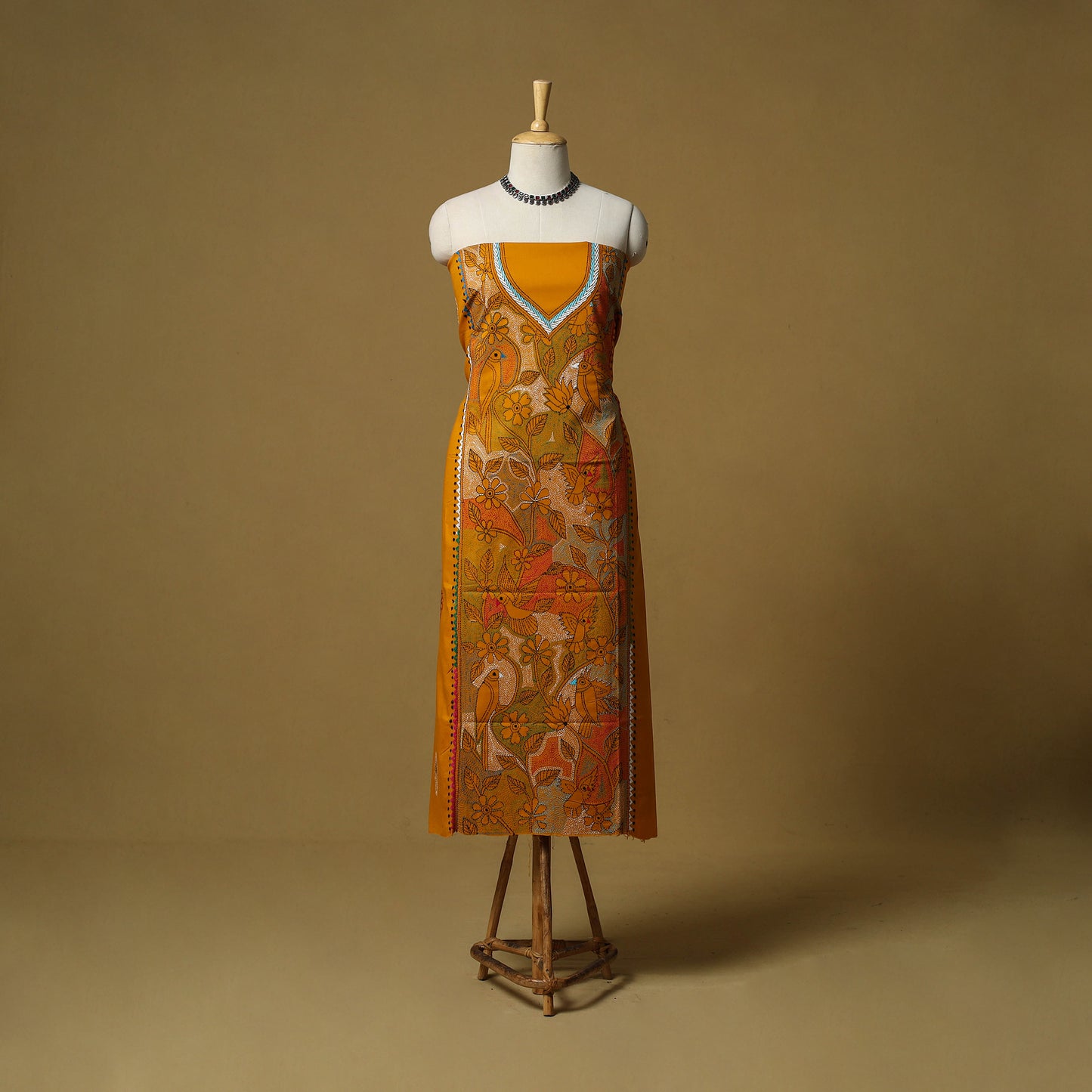 Bengal Kantha Hand Embroidered Unstitched Kurta Material (2.85M) 23