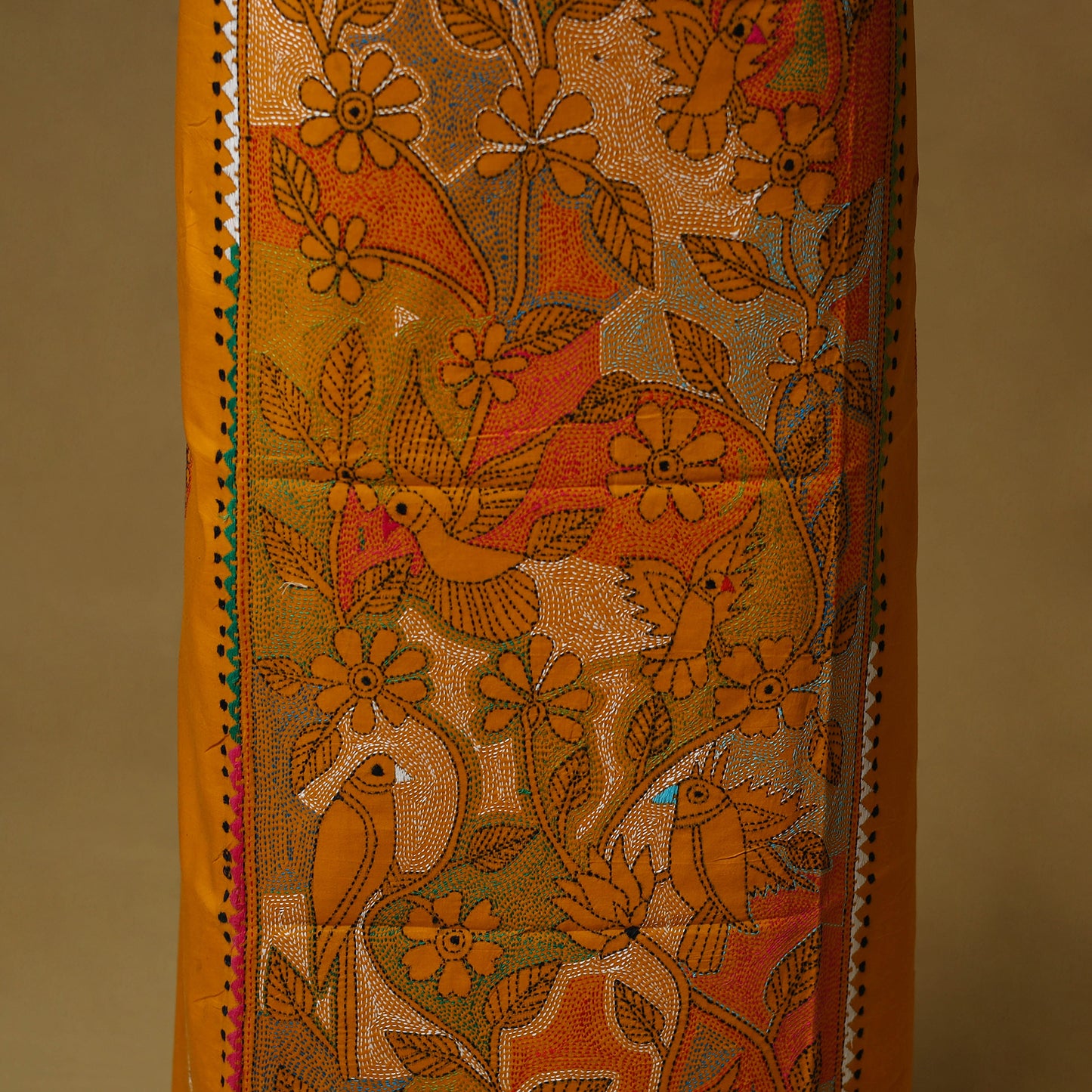 Bengal Kantha Hand Embroidered Unstitched Kurta Material (2.85M) 23