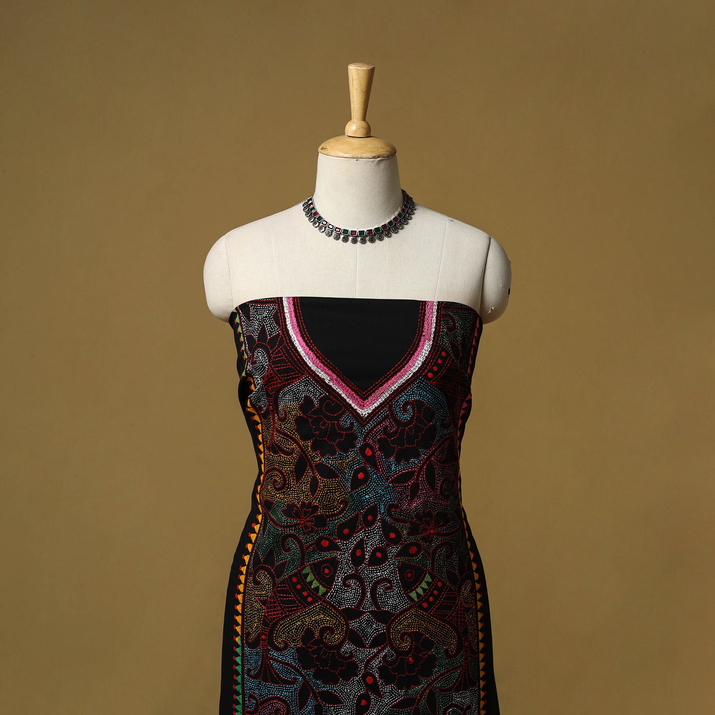 Bengal Kantha Hand Embroidered Unstitched Kurta Material (2.8M) 25