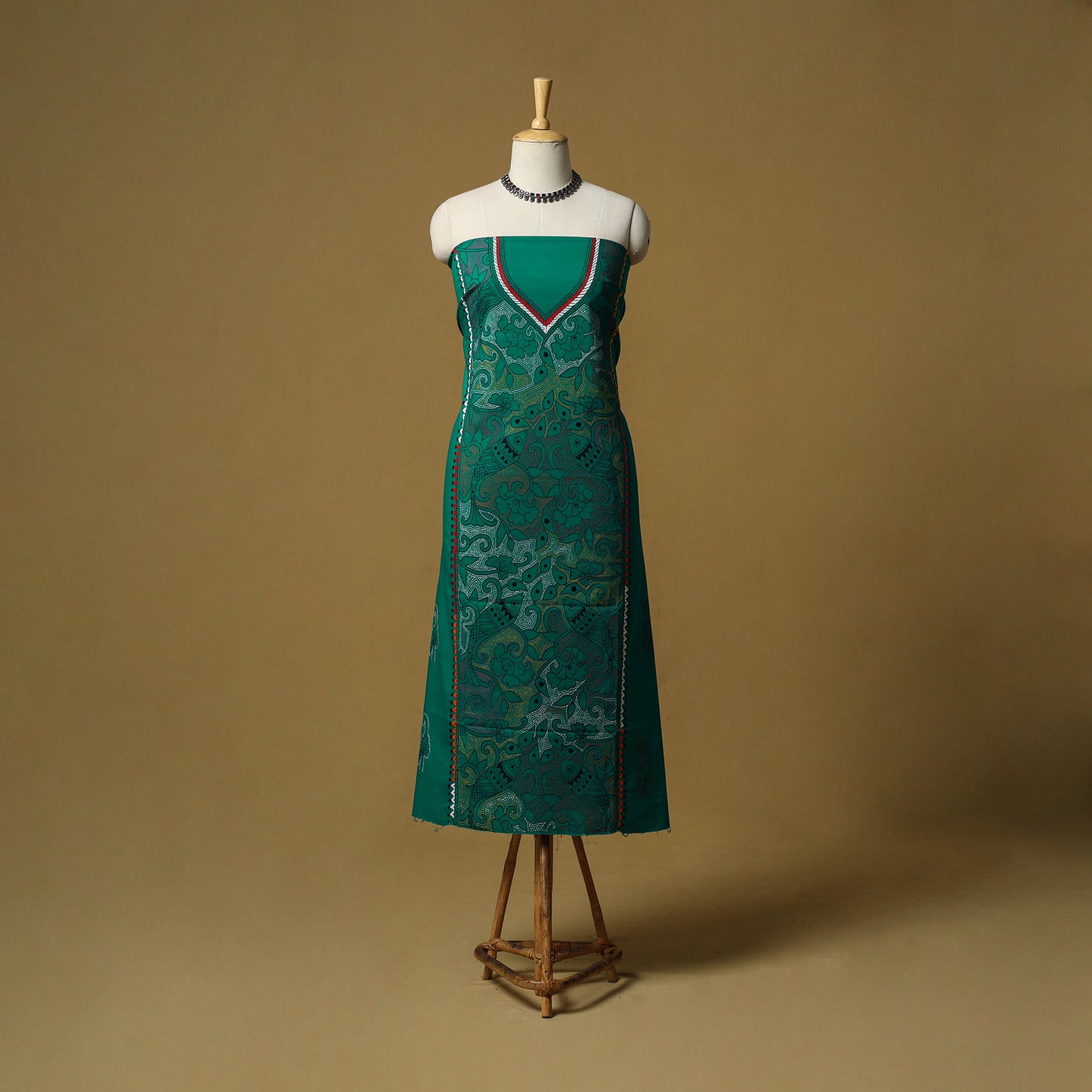 Bengal Kantha Hand Embroidered Unstitched Kurta Material (2.8M) 27