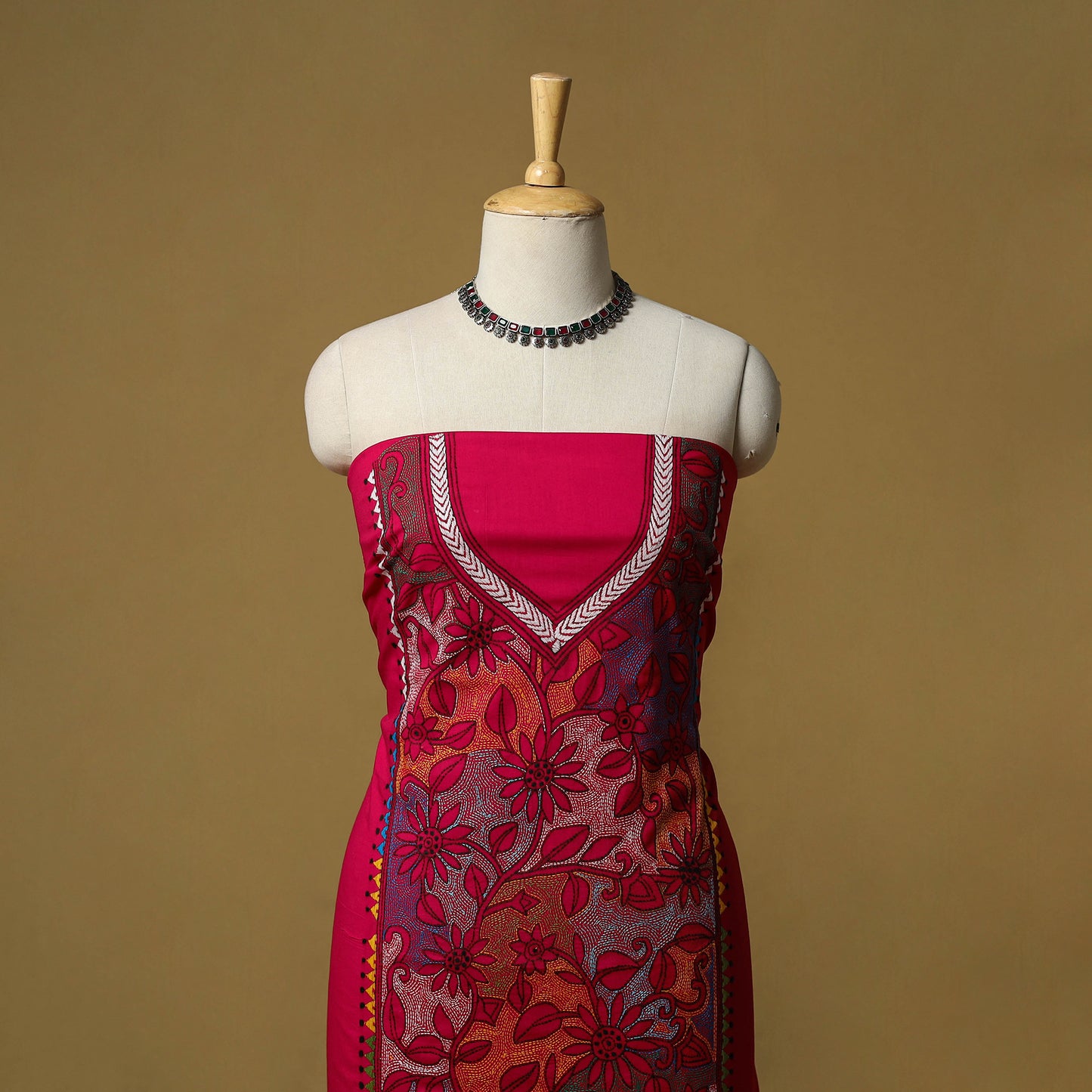 Bengal Kantha Hand Embroidered Unstitched Kurta Material (2.75M) 28