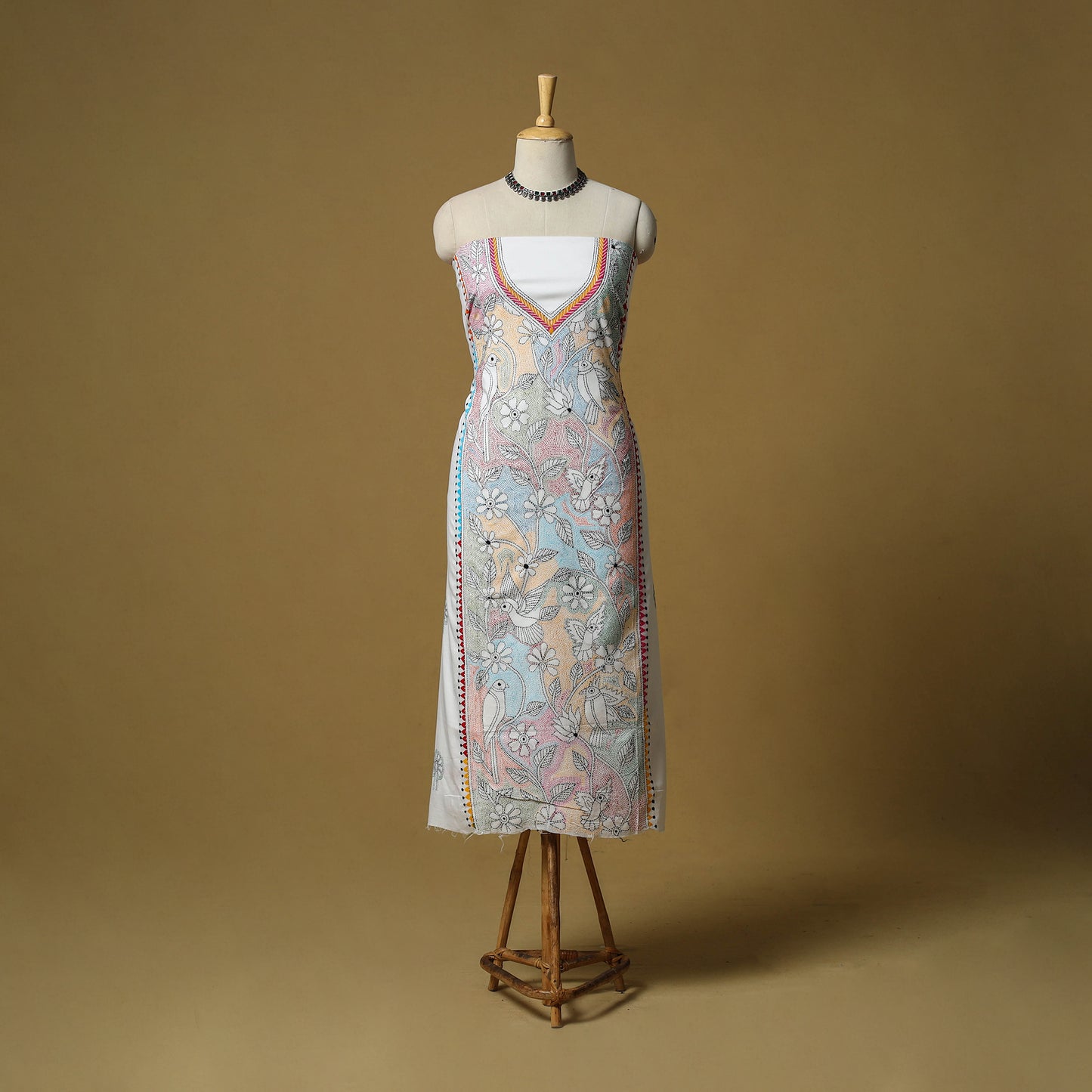 Bengal Kantha Hand Embroidered Unstitched Kurta Material (2.8M) 30