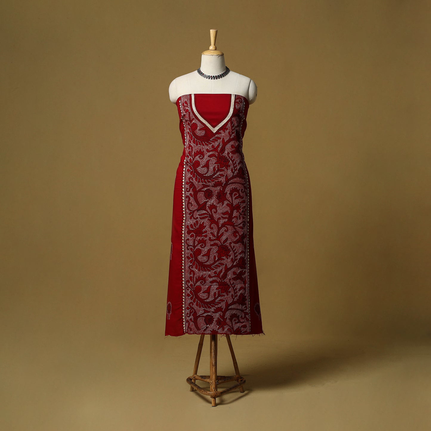 Bengal Kantha Hand Embroidered Unstitched Kurta Material (2.8M) 33