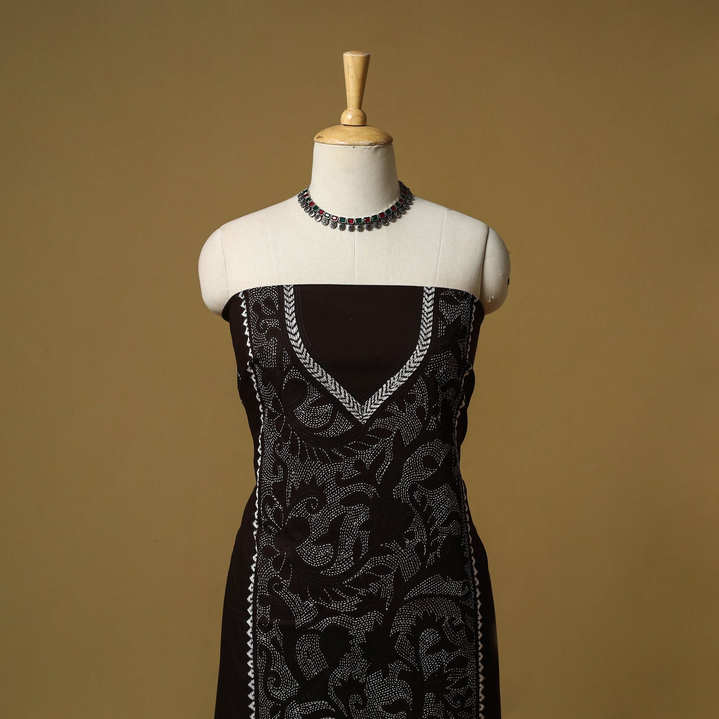 Bengal Kantha Hand Embroidered Unstitched Kurta Material (2.8M) 37