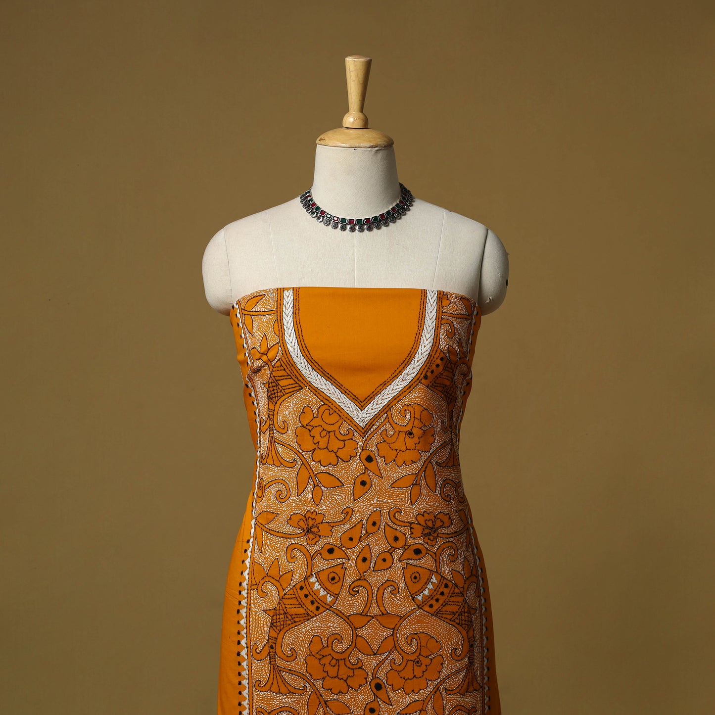 Bengal Kantha Hand Embroidered Unstitched Kurta Material (2.75M) 38