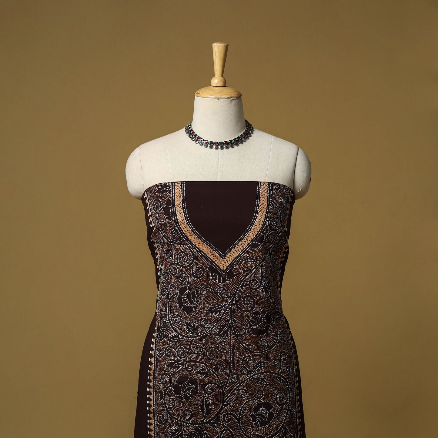 Bengal Kantha Hand Embroidered Unstitched Kurta Material (2.8M) 39