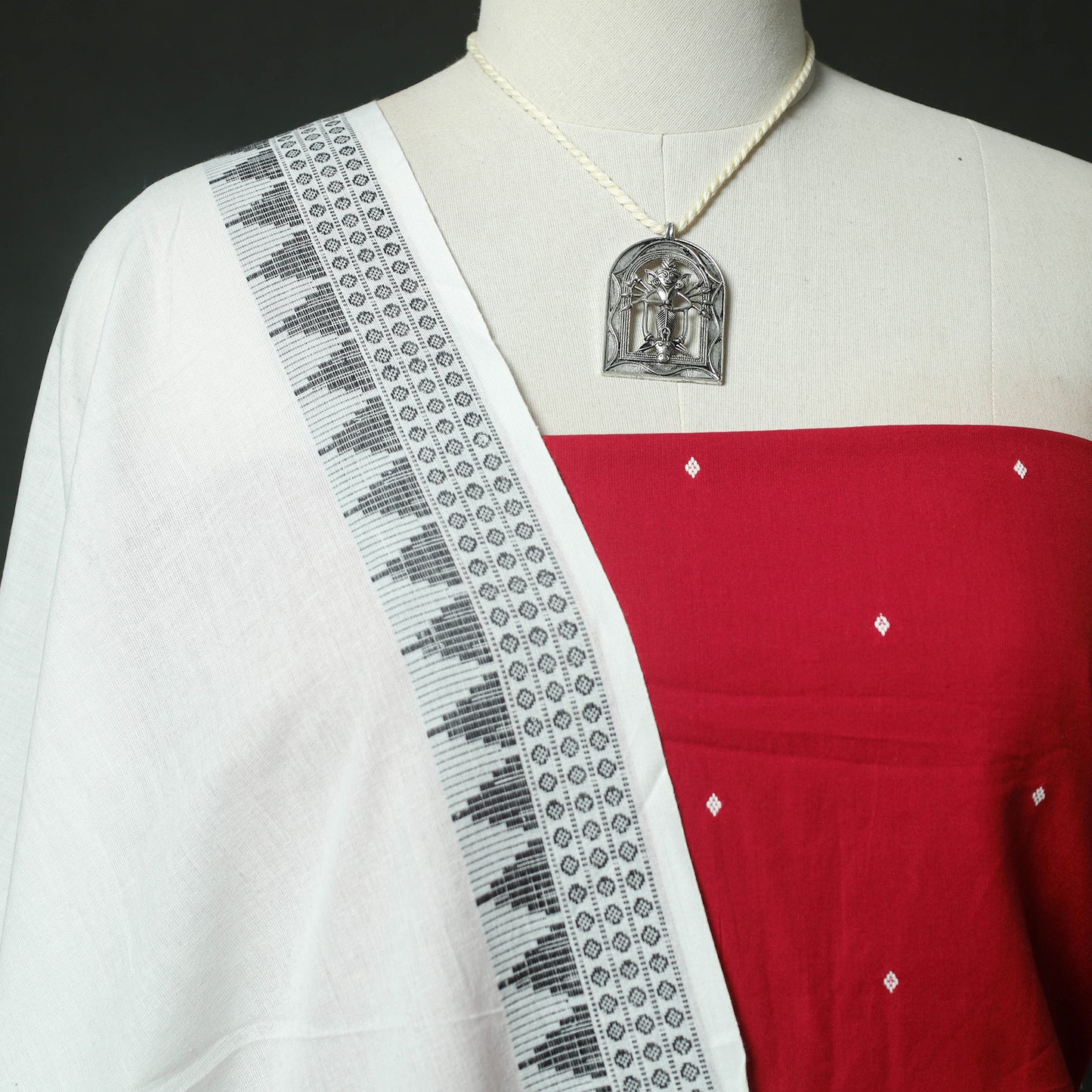 Jacquard Woven 2pc Cotton Unstitched Dress Material Kurta Set with Jewellery 16