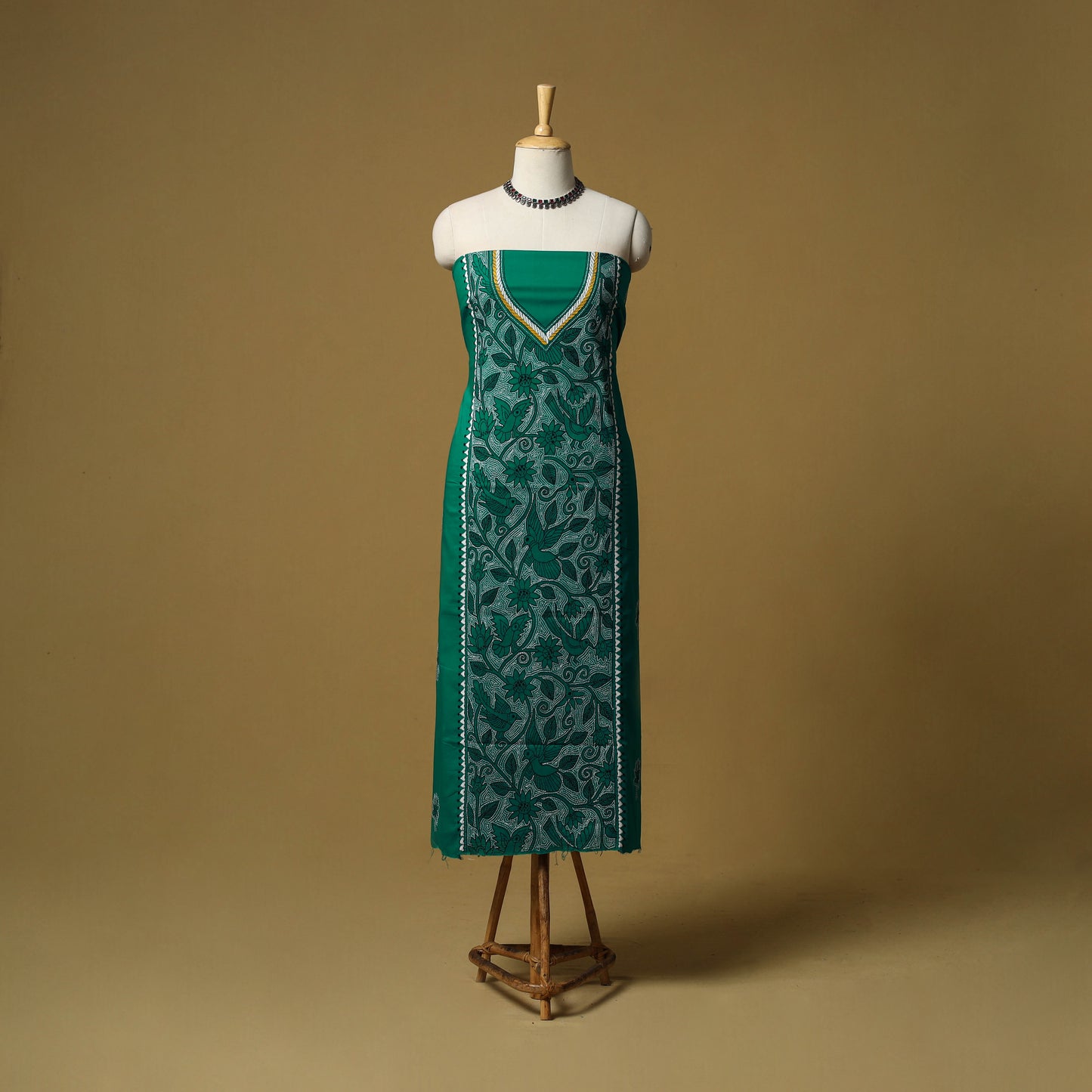 Bengal Kantha Hand Embroidered Unstitched Kurta Material (2.8M) 40