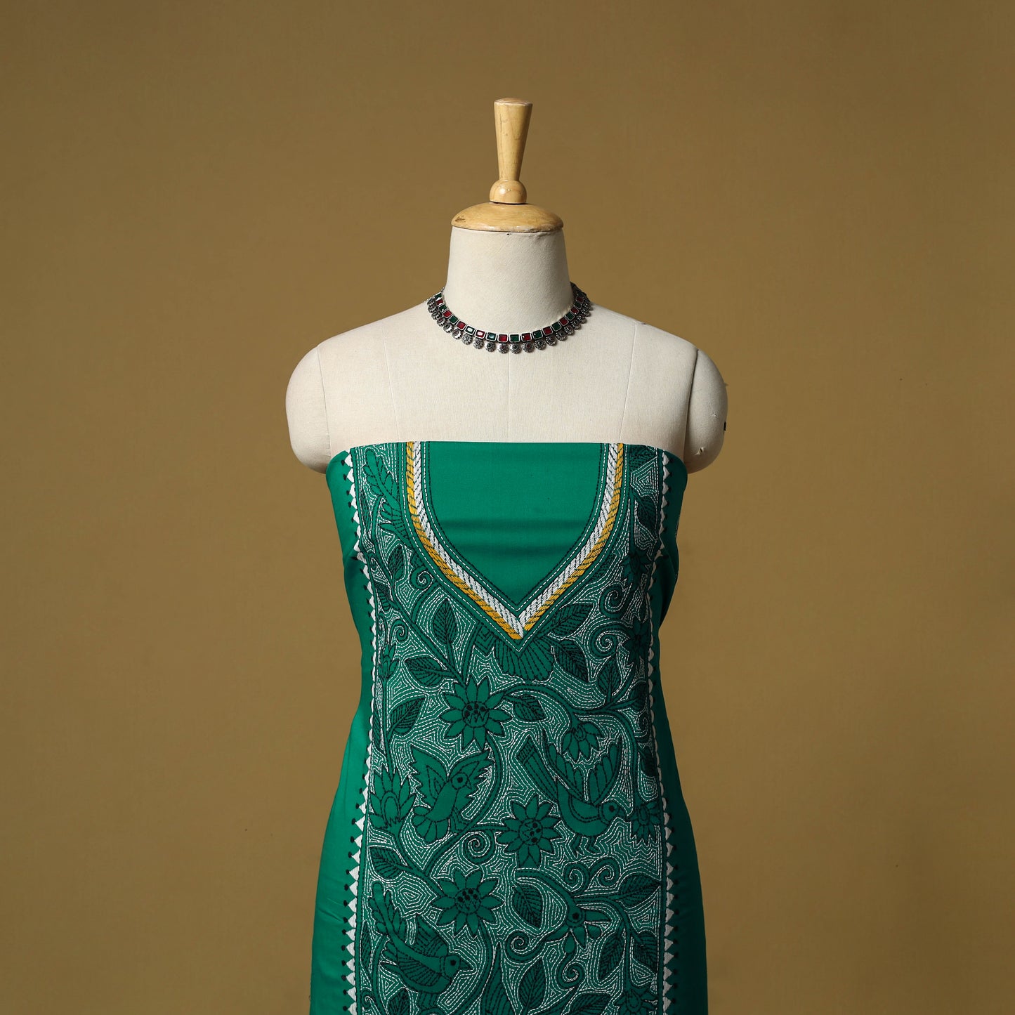 Bengal Kantha Hand Embroidered Unstitched Kurta Material (2.8M) 40