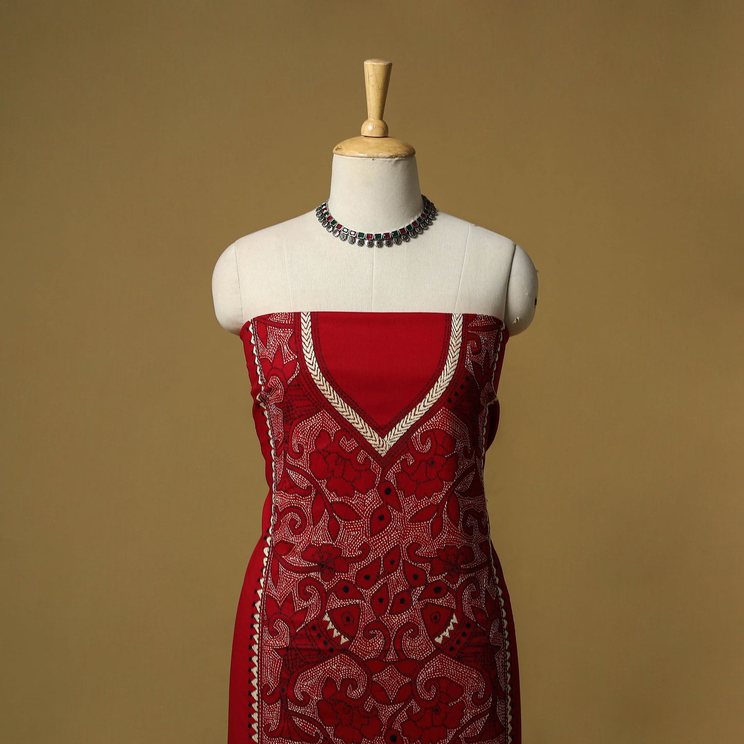 Bengal Kantha Hand Embroidered Unstitched Kurta Material (2.8M) 41