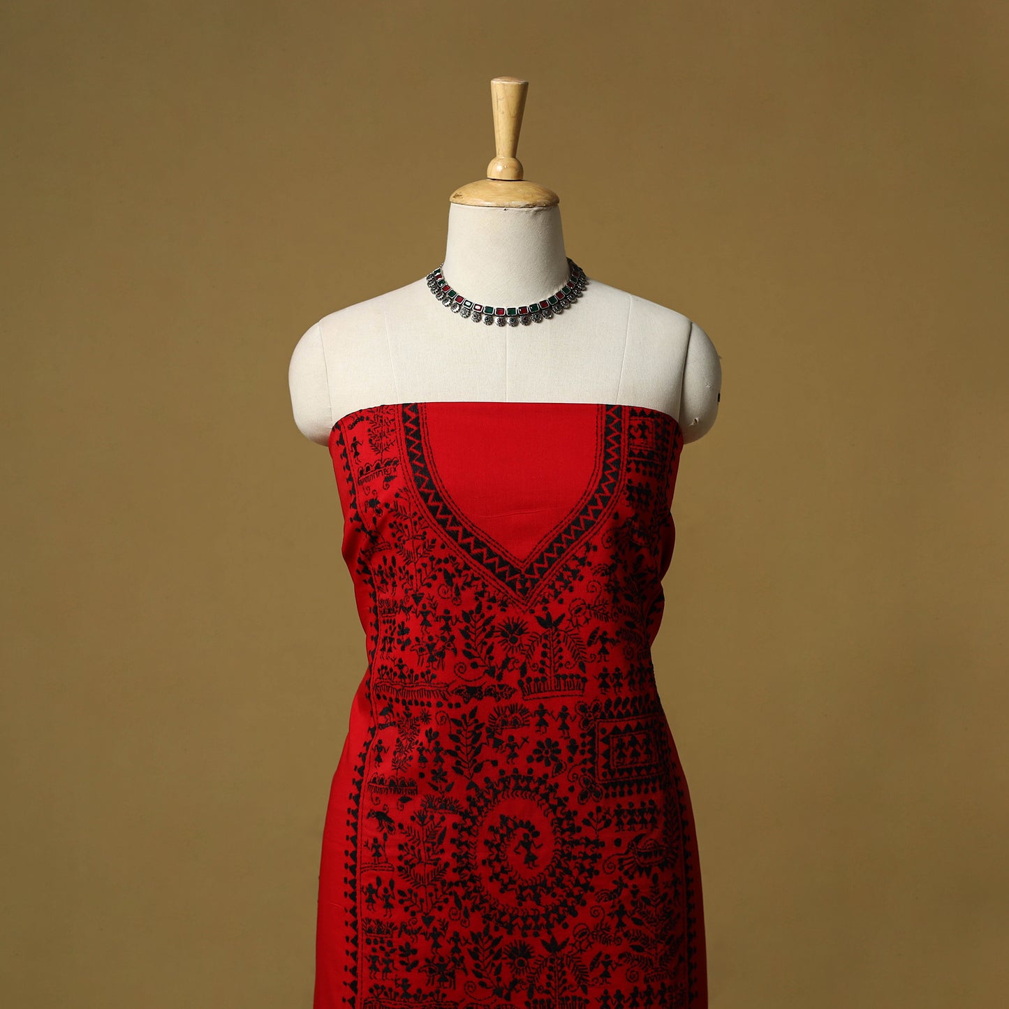 Bengal Kantha Hand Embroidered Unstitched Kurta Material (2.8M) 11