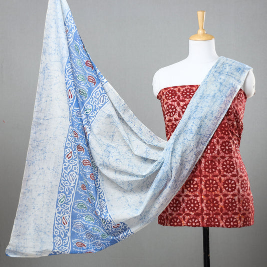 2pc Hand Batik Printed Cotton Suit Material Set 06