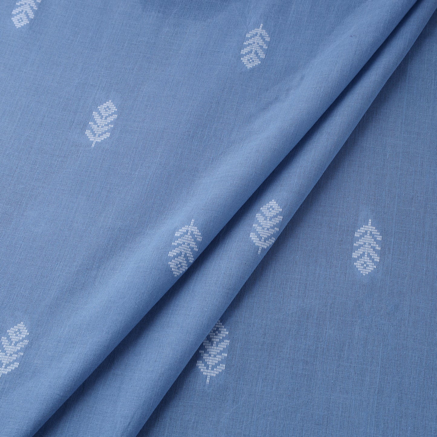 Blue Prewashed Cotton Jacquard Fabric