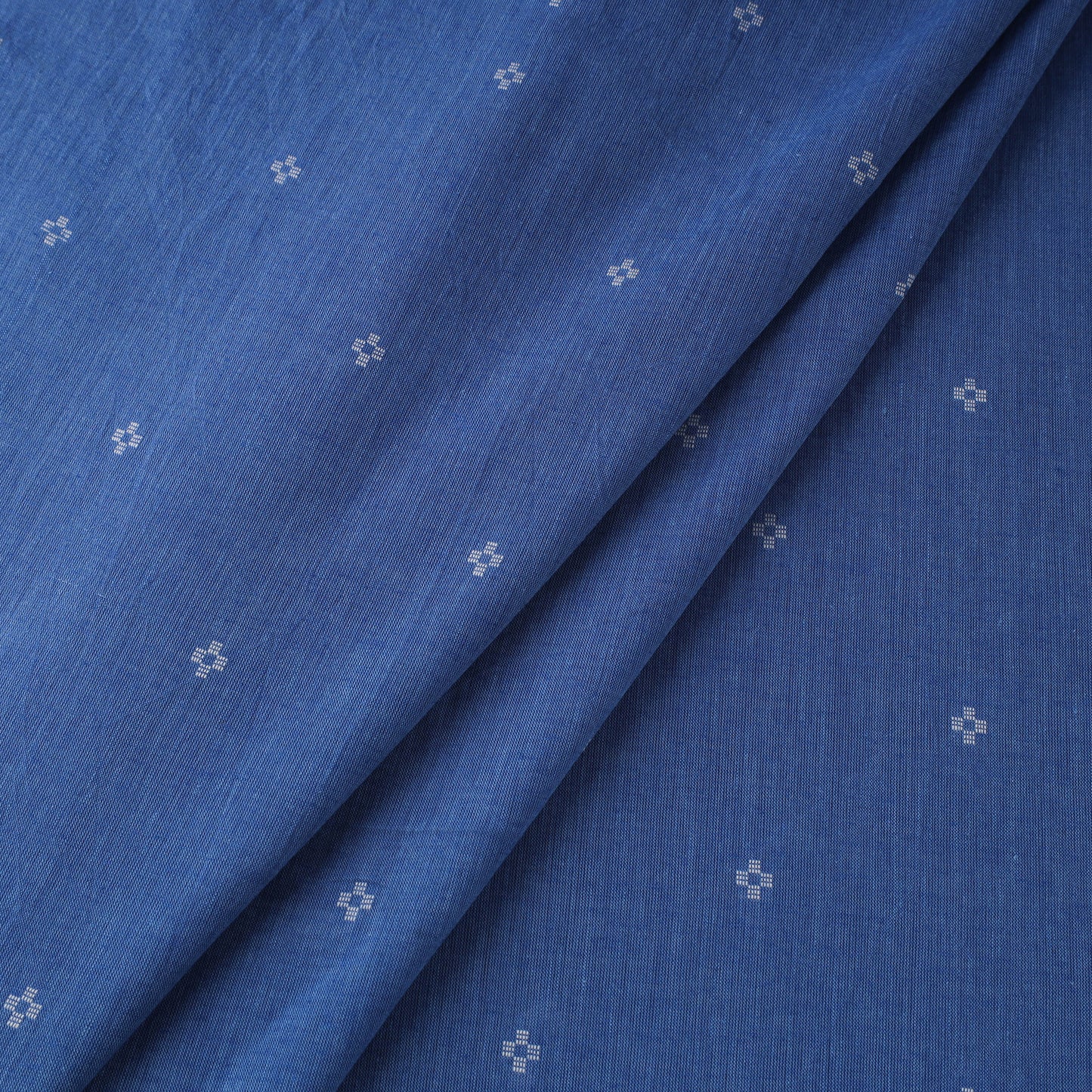 Blue Prewashed Cotton Jacquard Fabric