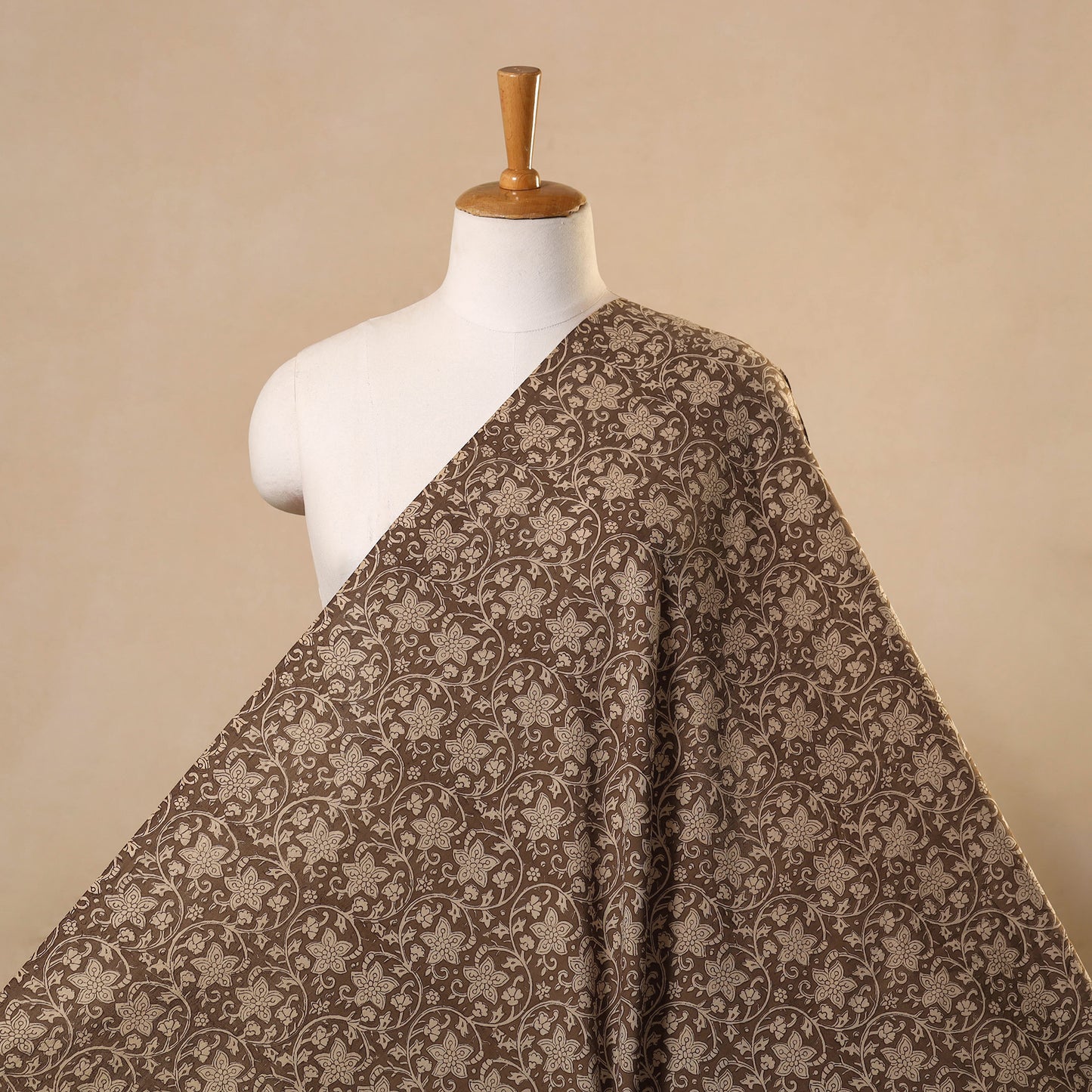 Brown Bagh Hand Block Print Natural Dyed Cotton Fabric