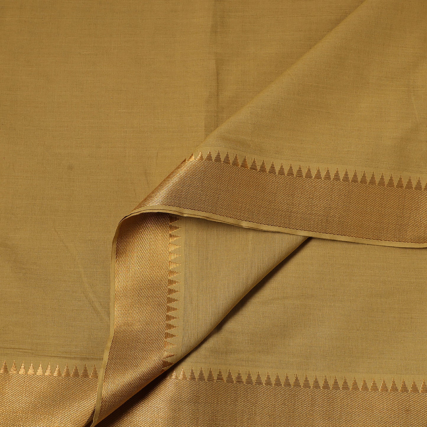 Yellow Mangalagiri Cotton Fabric with Zari Border