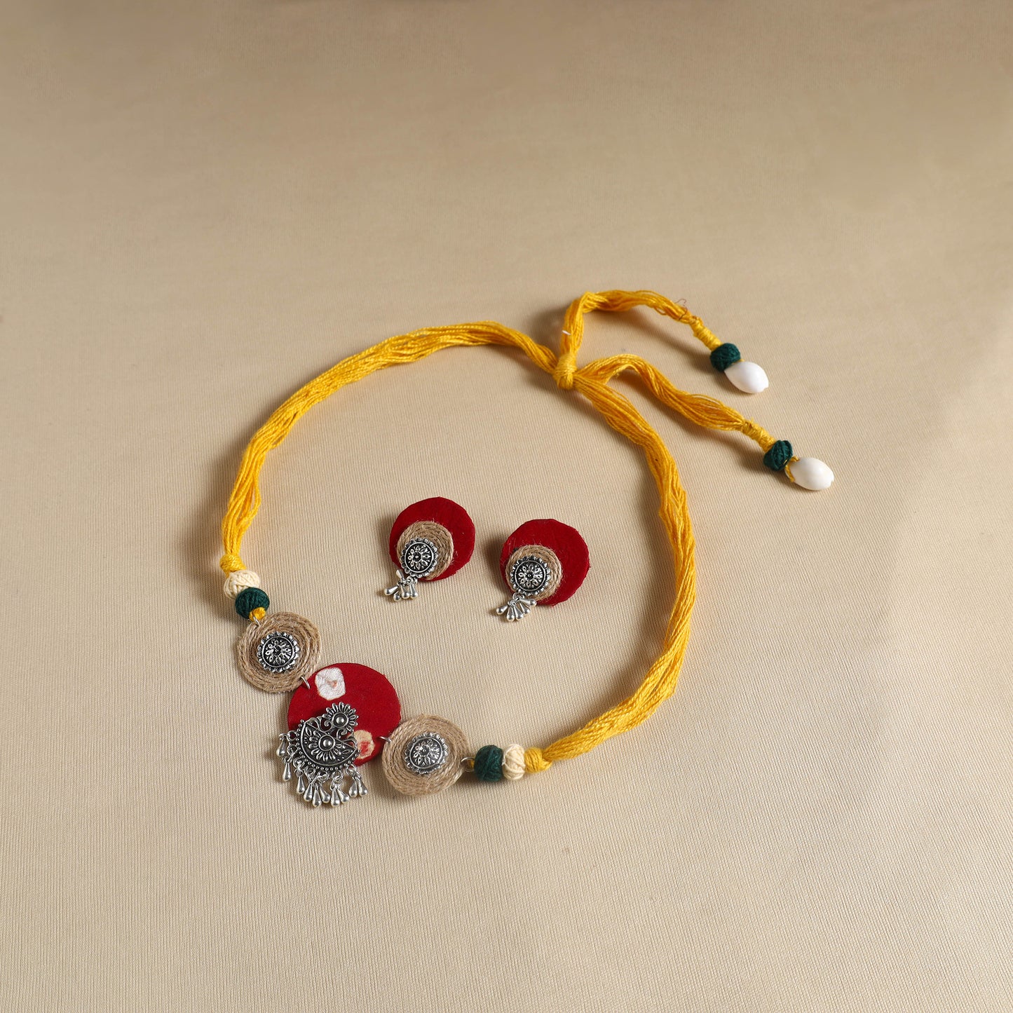 Handmade GS Jute Fabart Necklace Set