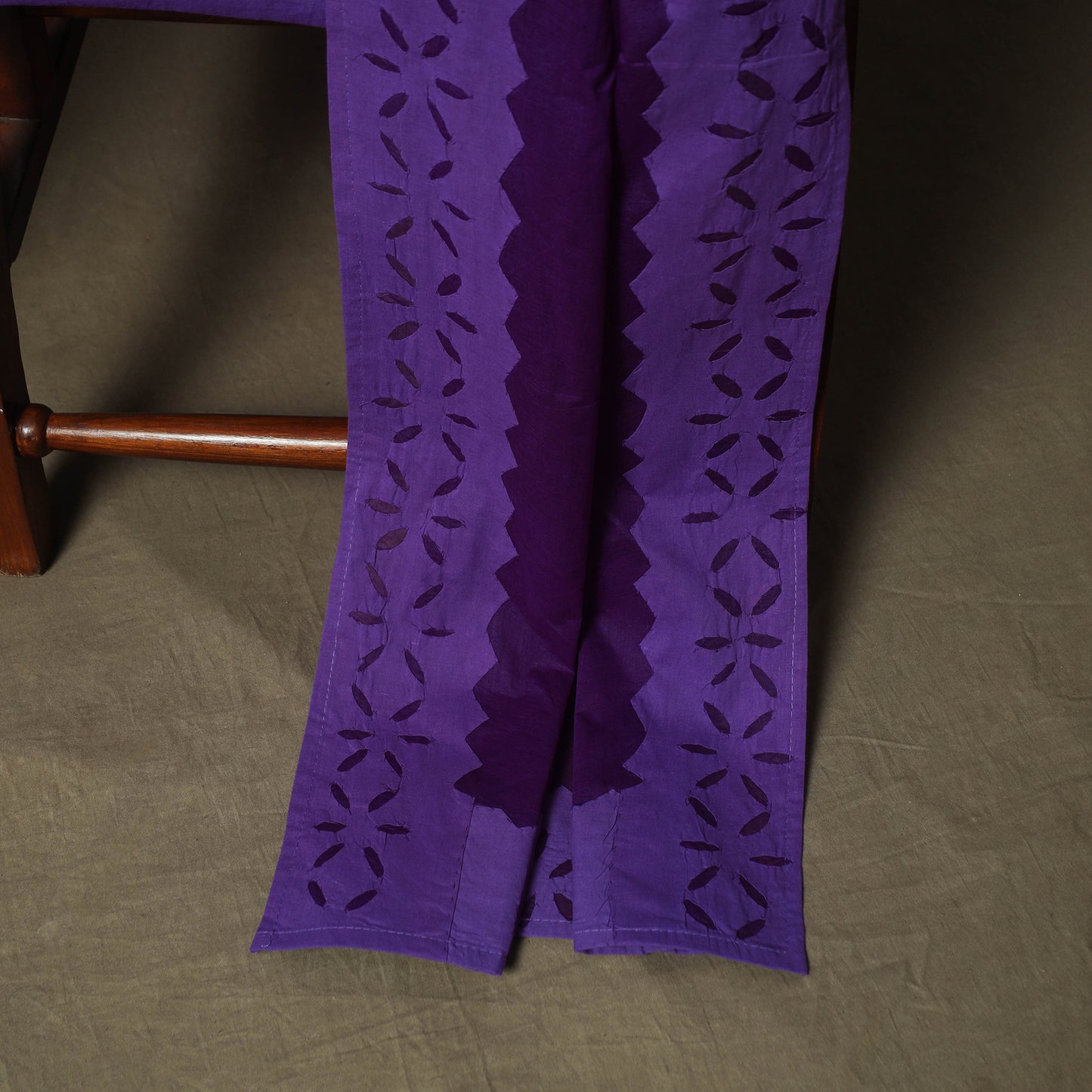 Purple - Barmer Applique Cutwork Cotton 3pc Unstitched Dress Material Suit Set 10