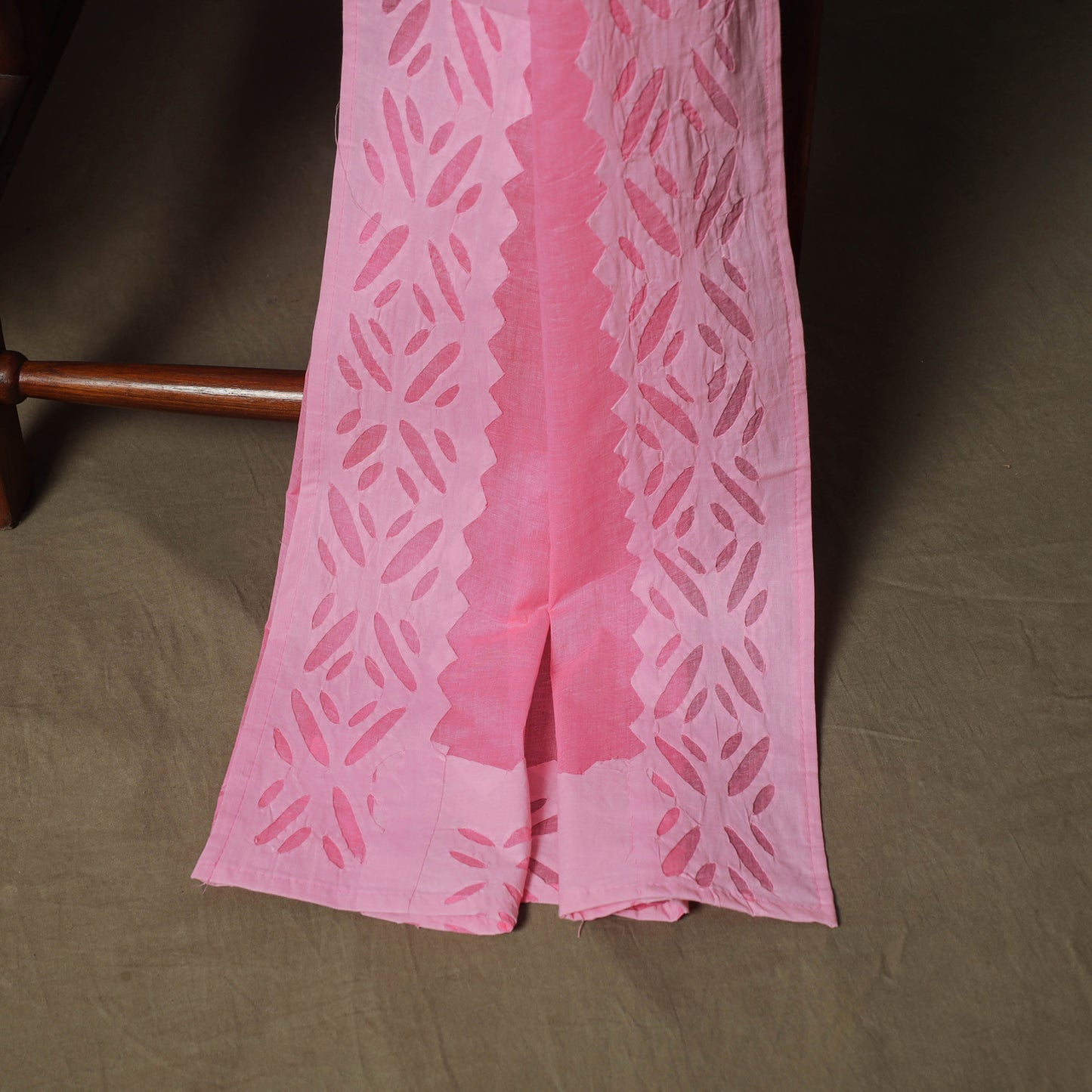 Pink - Barmer Applique Cutwork Cotton 3pc Unstitched Dress Material Suit Set 17
