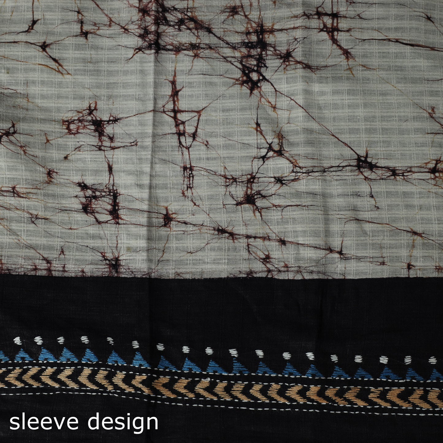 Bengal Kantha Work Cotton Unstitched Batik Print Kurta Material (2.5m) 06